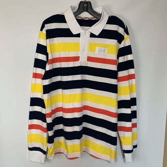 Ocean Coast Cotton Long Sleeve Collared Top Size Large - Picture 1 of 8